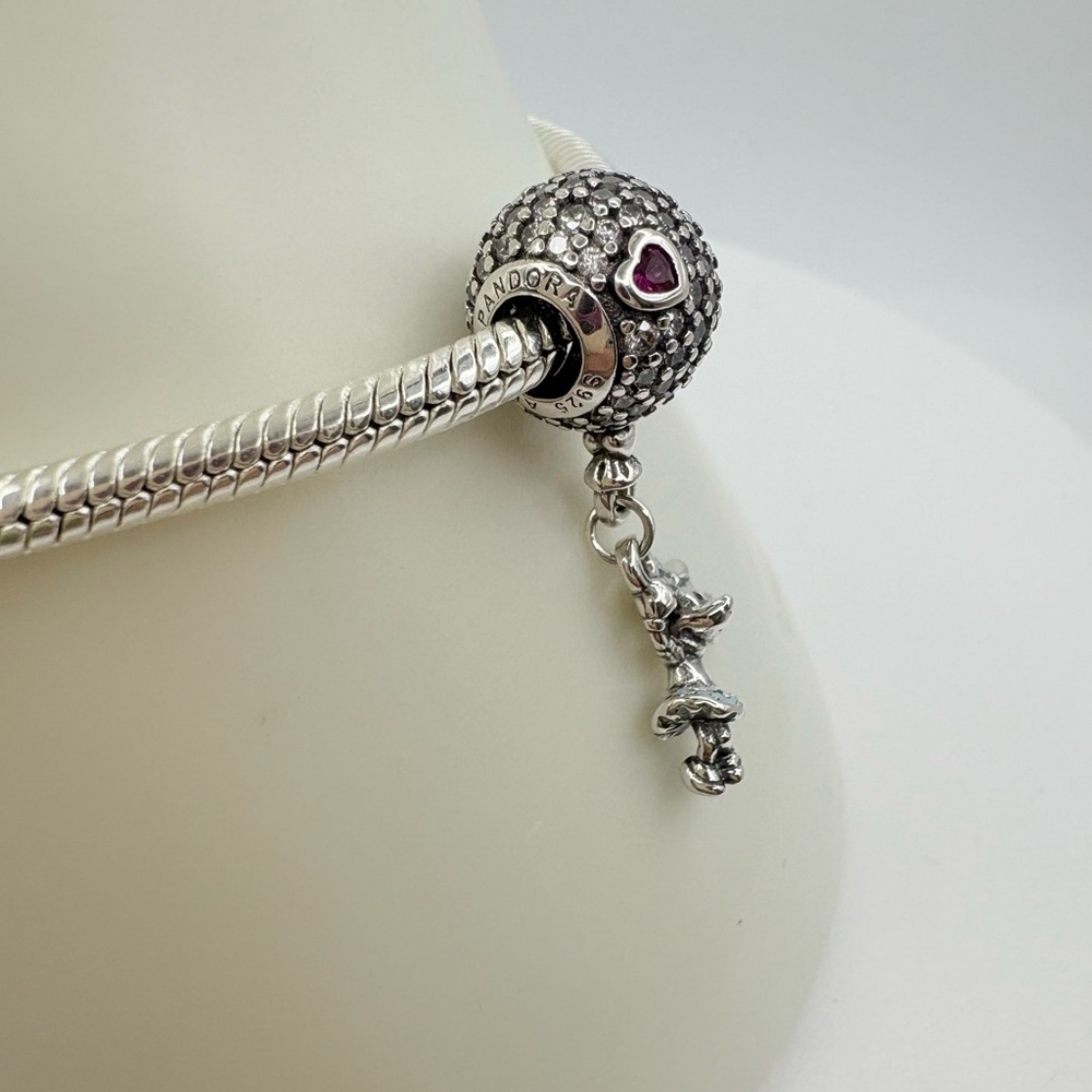Pandora Silver Dangle Minnie Charm with Pink Heart Accent - Picture 4 of 5